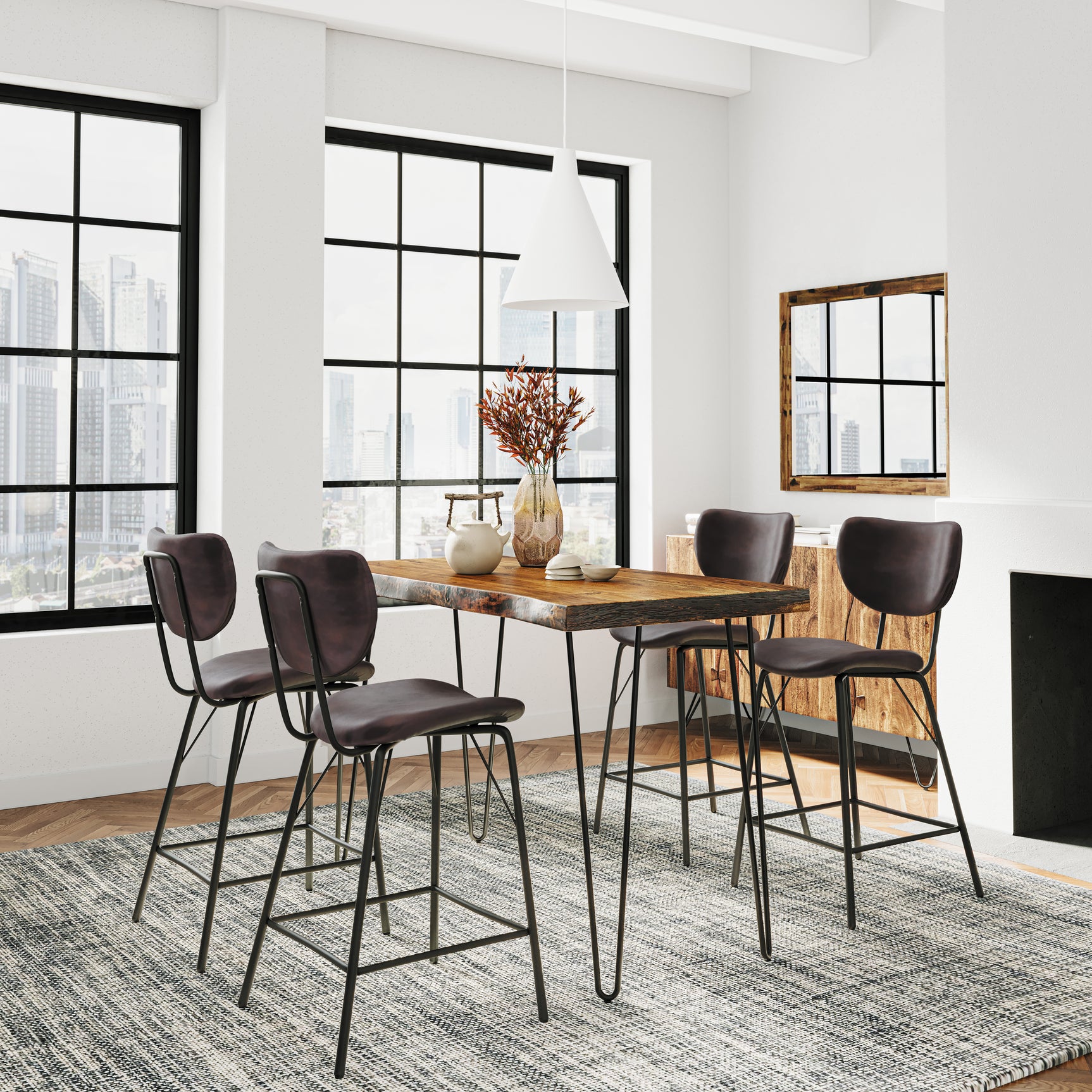 Nature's Edge Light Chestnut/Dark Brown Counter Dining Table w/ 4 Stools
