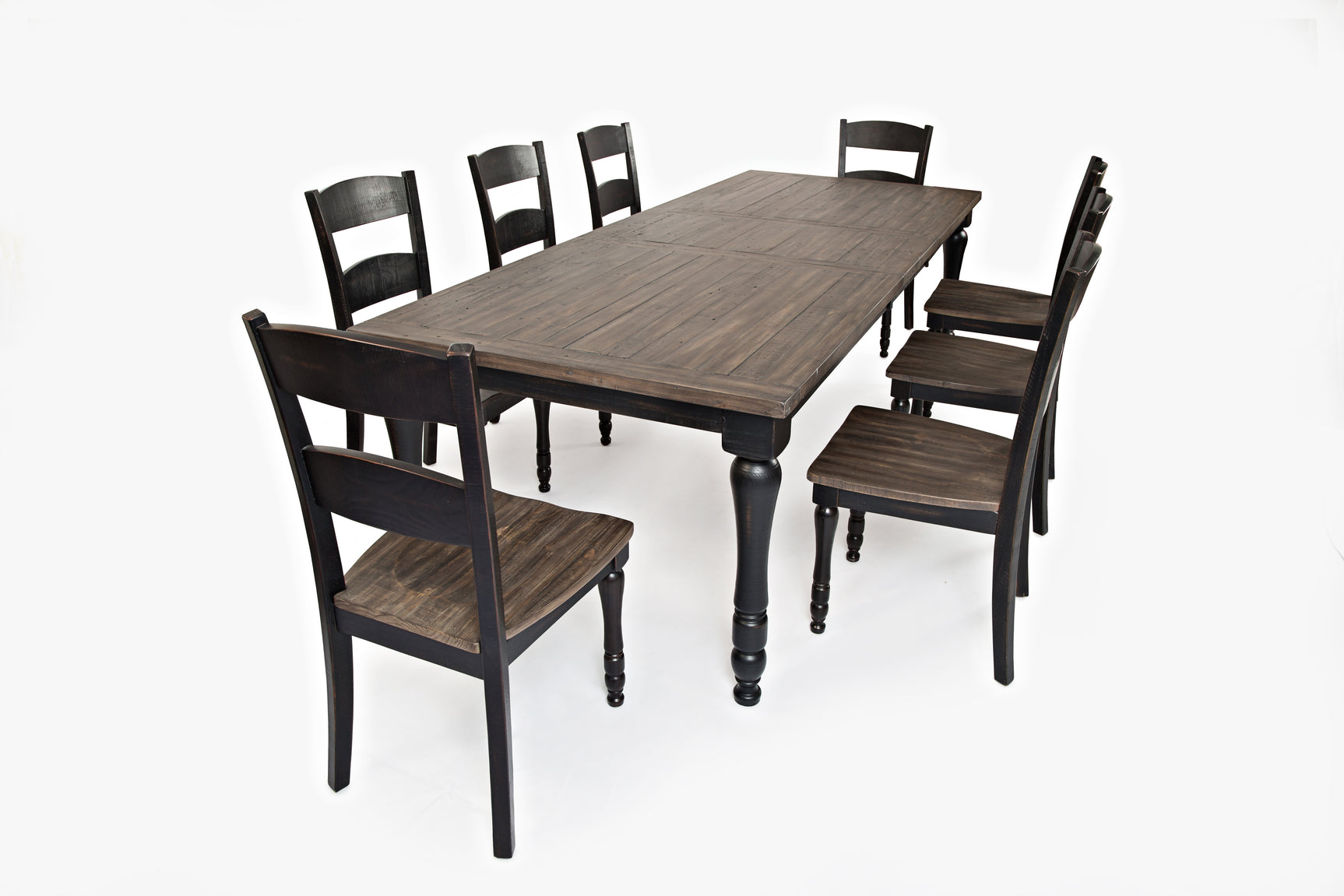 Madison County Vintage Black Ext Dining Table w/ 8 Chairs