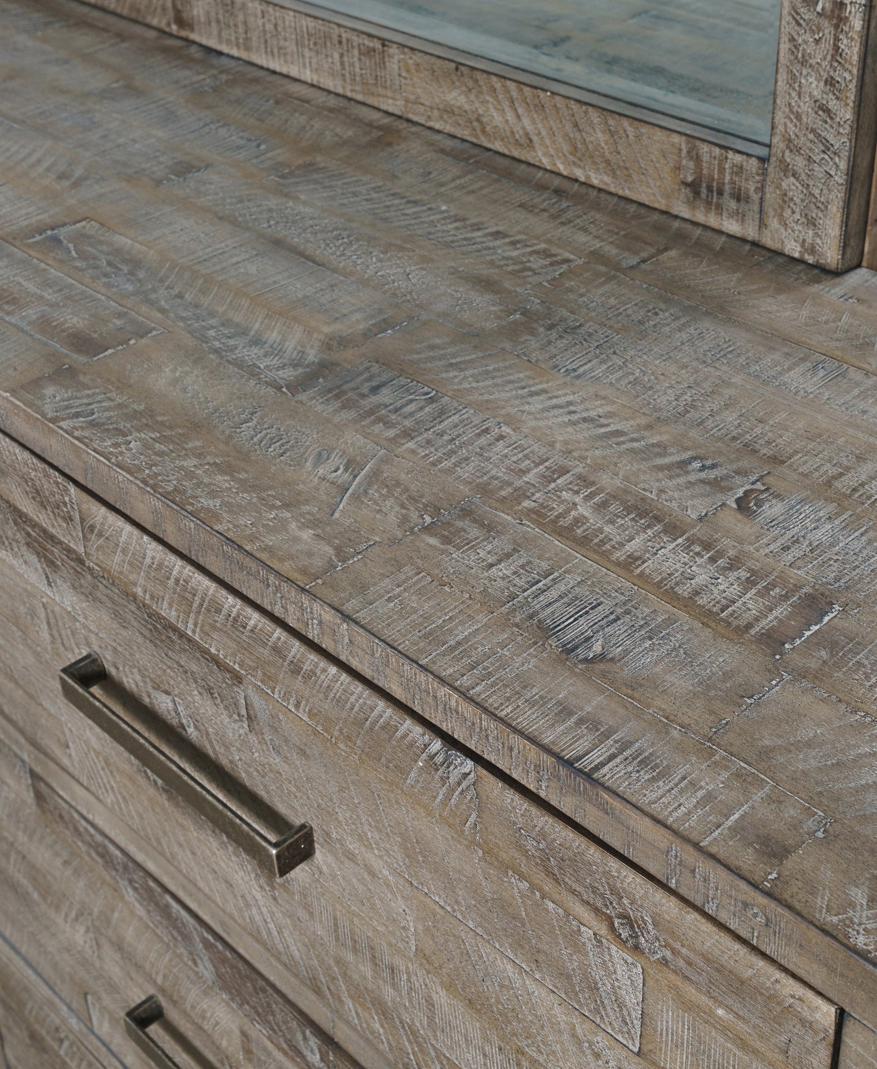 East Hampton Distressed Grey Dresser & Mirror