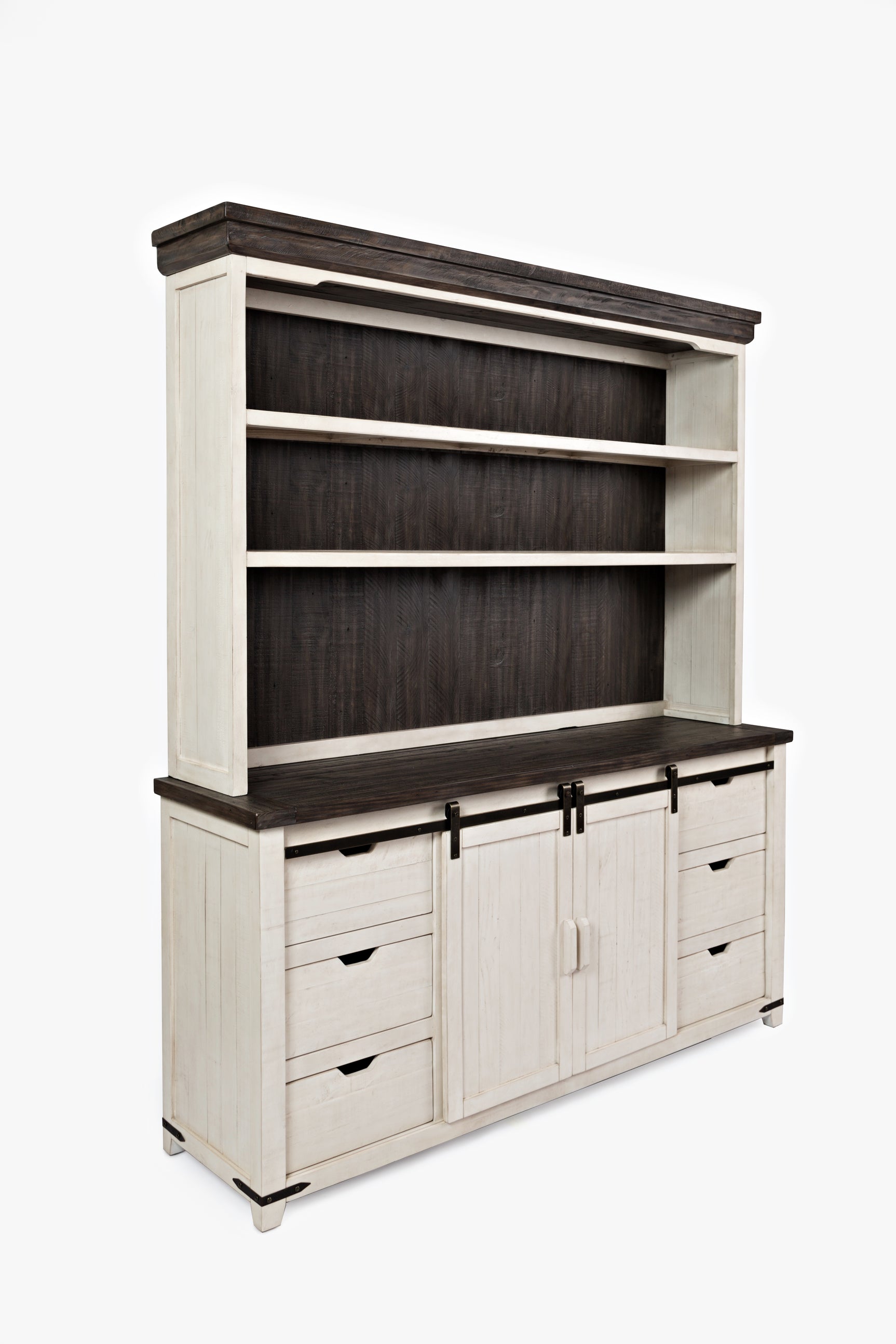 Madison County Vintage White 70 Barndoor Hutch Server