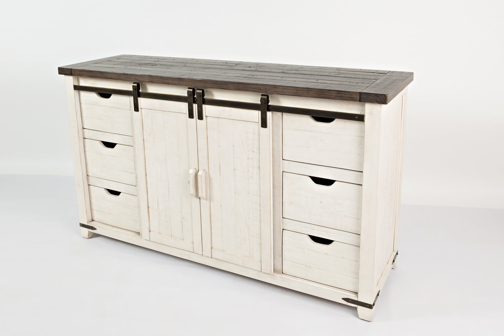 Madison County Vintage White 60 Barn Door Server