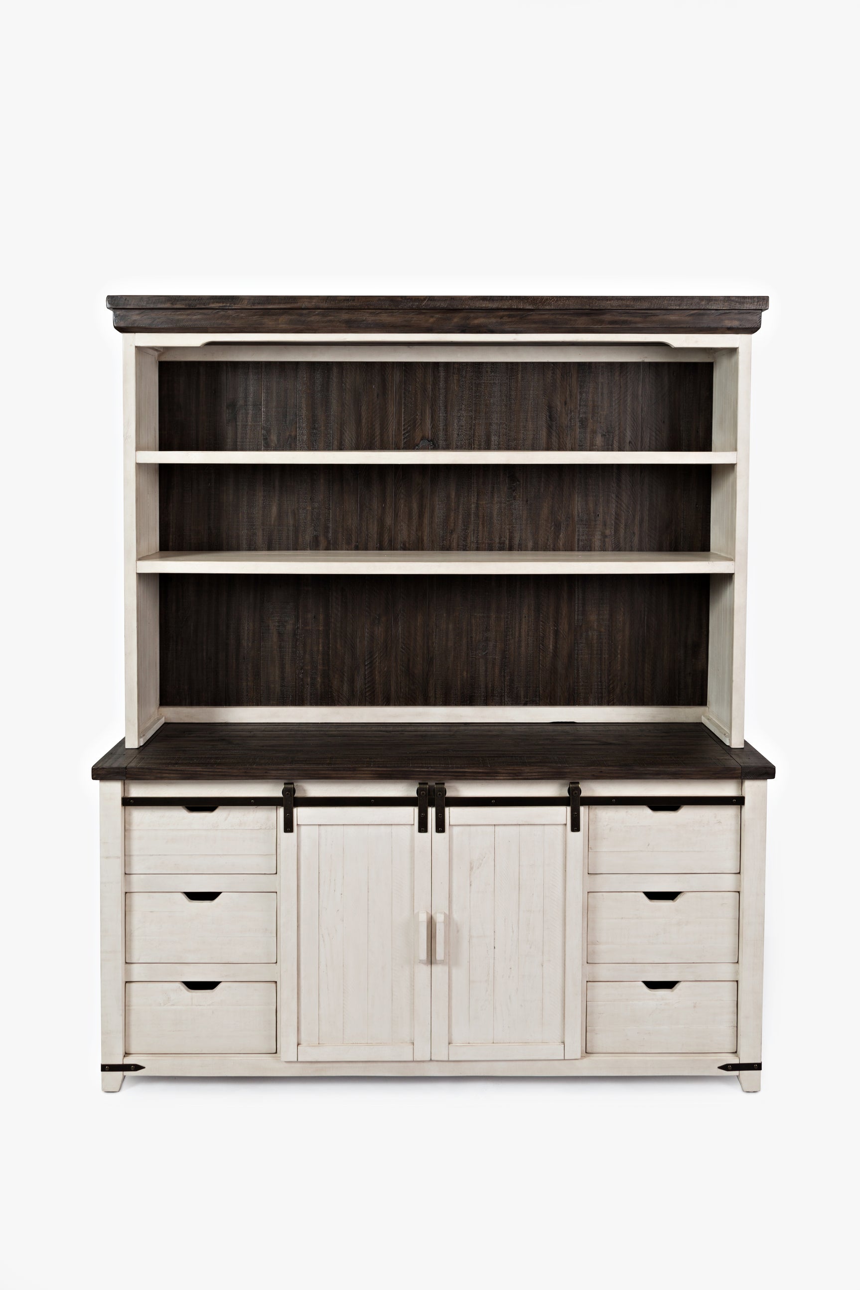 Madison County Vintage White 70 Barndoor Hutch Server