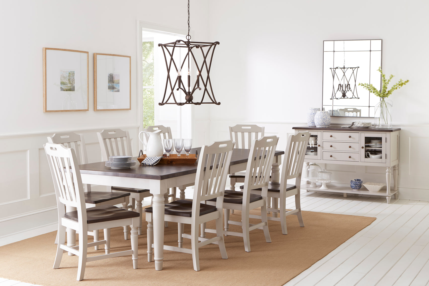 Orchard Park Dark Brown/Light Grey Ext. Dining Table w/ 4 Chairs