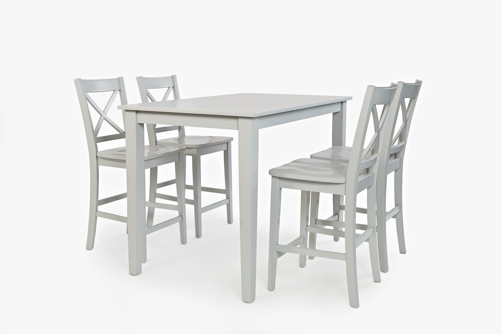 Simplicity Dove Counter Table w/ 4 X-Back Stools