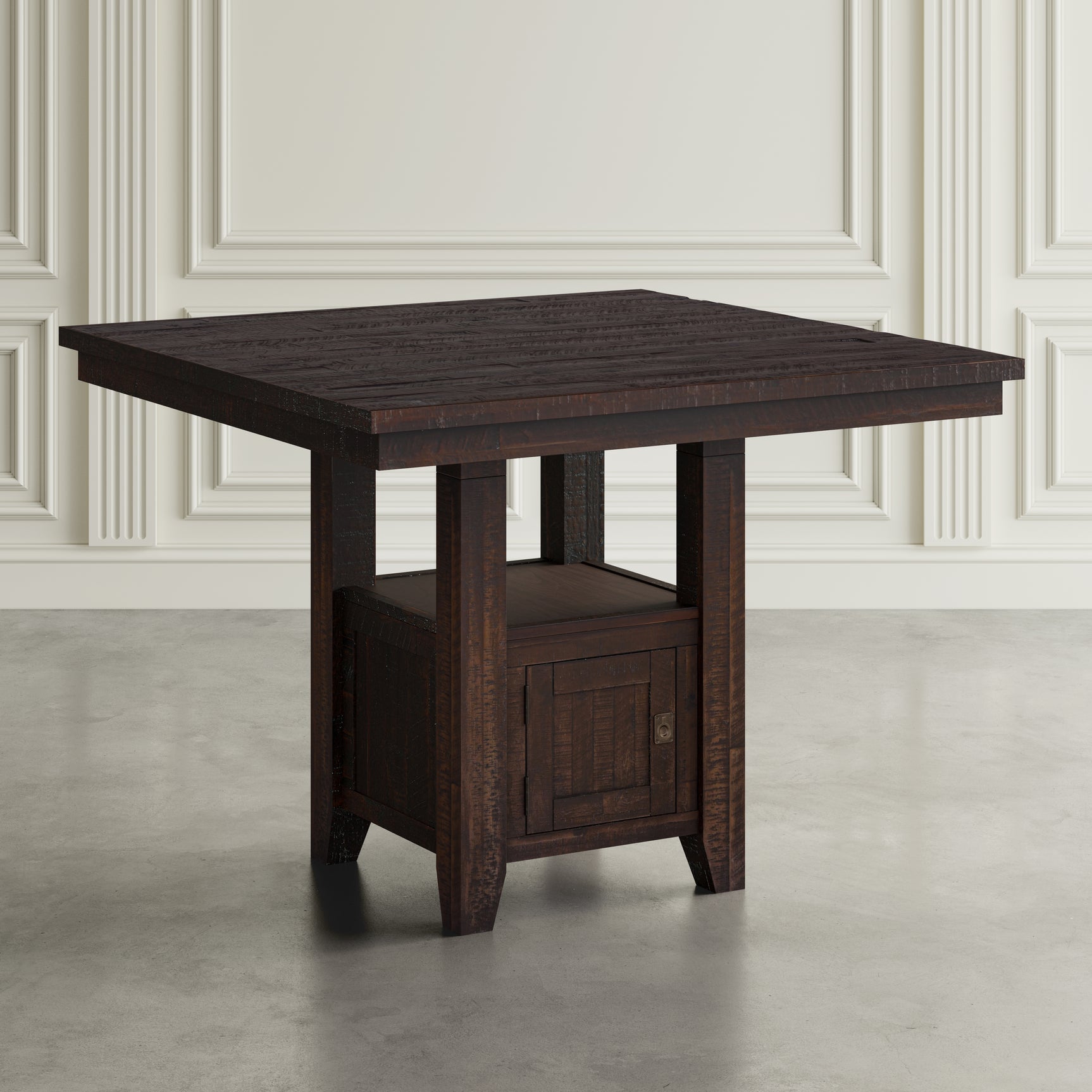 Kona Grove Brown Counter Dining Table w/ 4 Slatback Stools