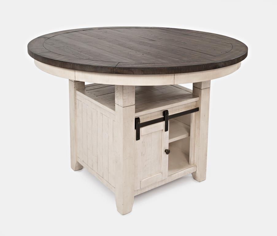Madison County Vintage White Round Dining Dining Table w/ 4 Stools