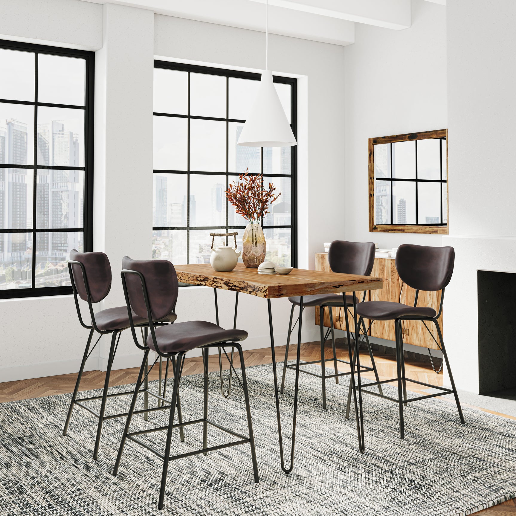 Nature's Edge Natural/Dark Brown Counter Table w/ 4 Stools
