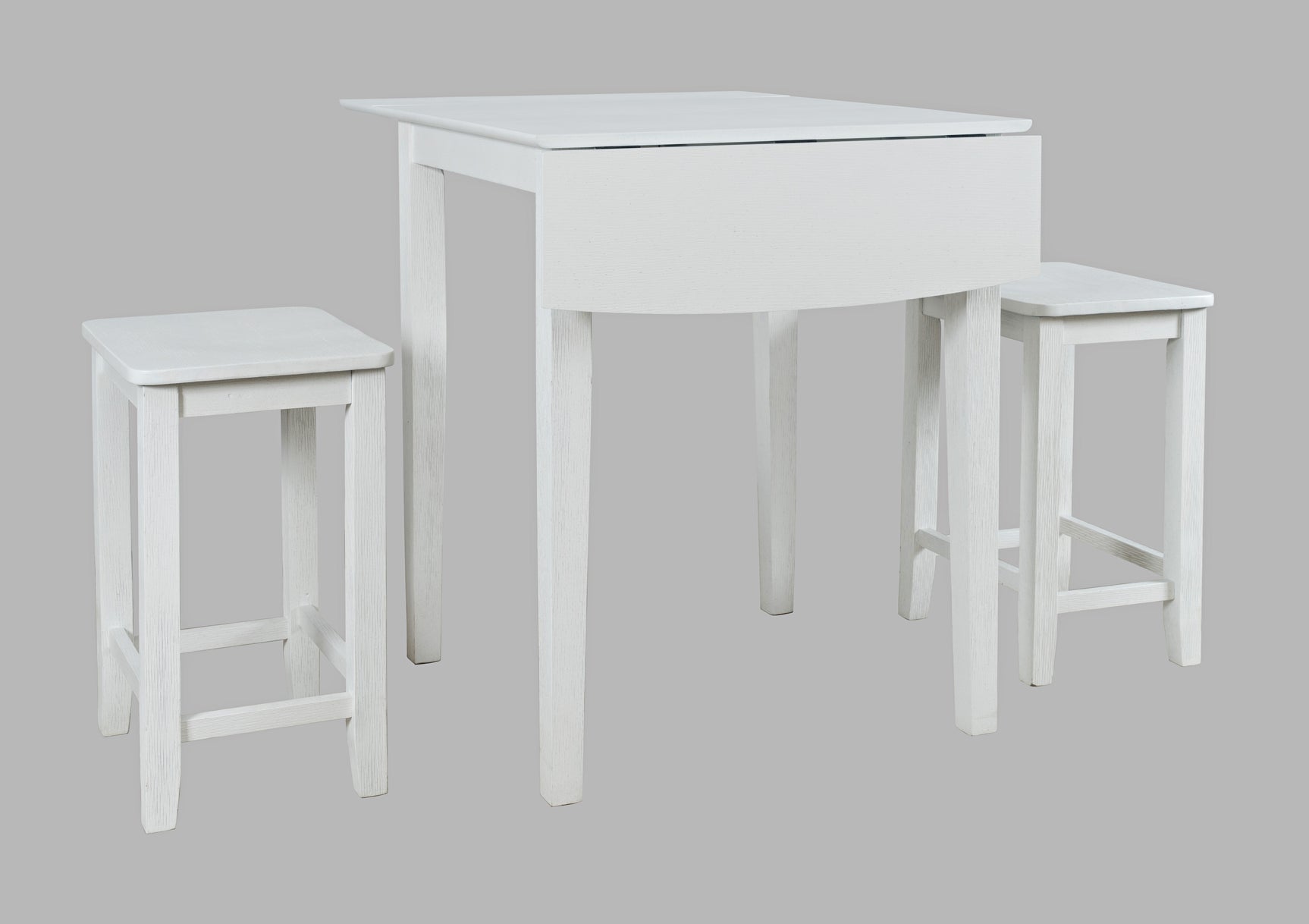 Eastern Tides Blanc Dropleaf Counter Dining Table w/ 2 Backless Stools