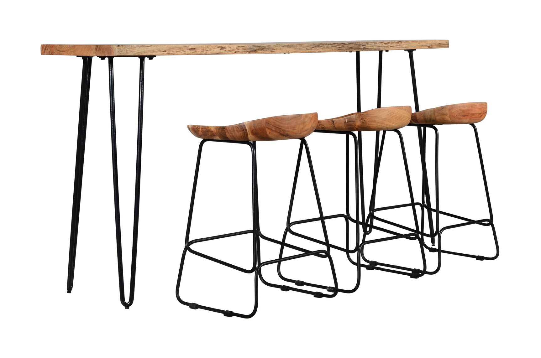 Nature's Edge Natural Sofa Console w/ 3 Backless Stools
