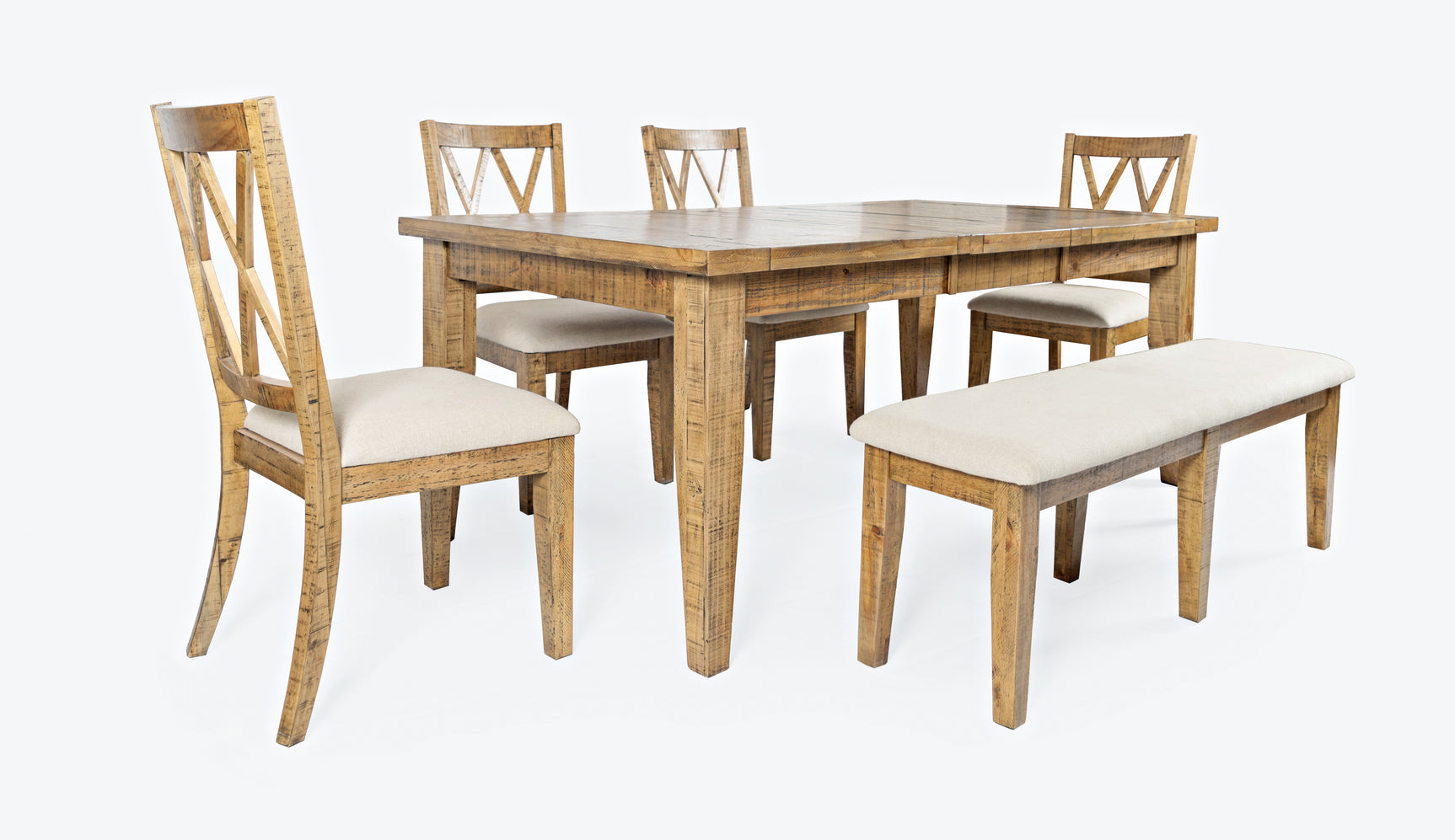 Telluride Gold Ext Dining Table w/ 4 Chairs, Bench