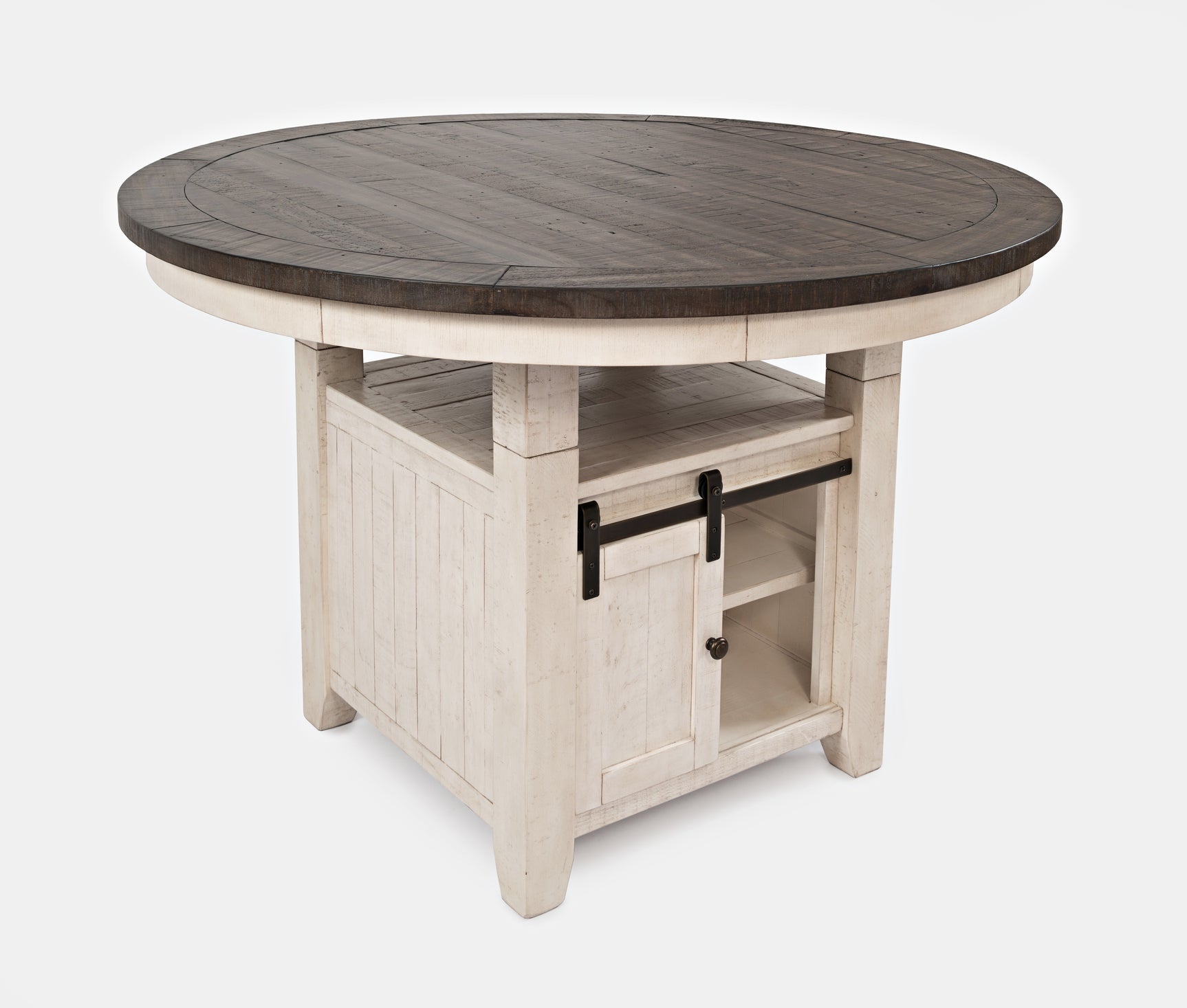 Madison County Vintage White Round Dining Dining Table w/ 6 Stools
