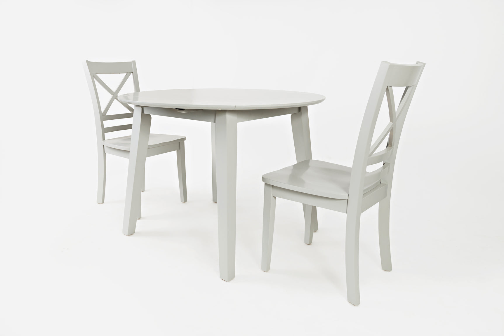 Simplicity Dove Round Drop Leaf Table w/ 2 X-Back Chairs