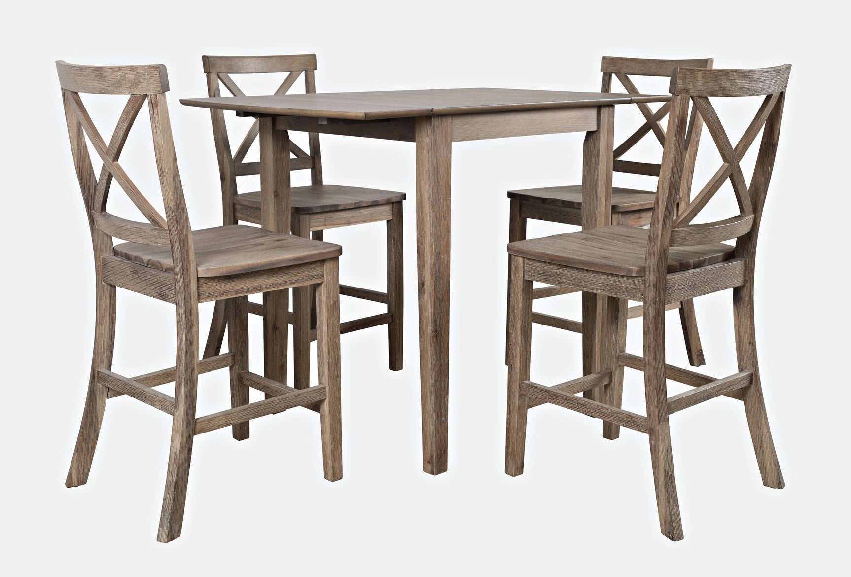 Eastern Tides Bisque Dropleaf Counter Dining Table w/ 4 X-Back Stools