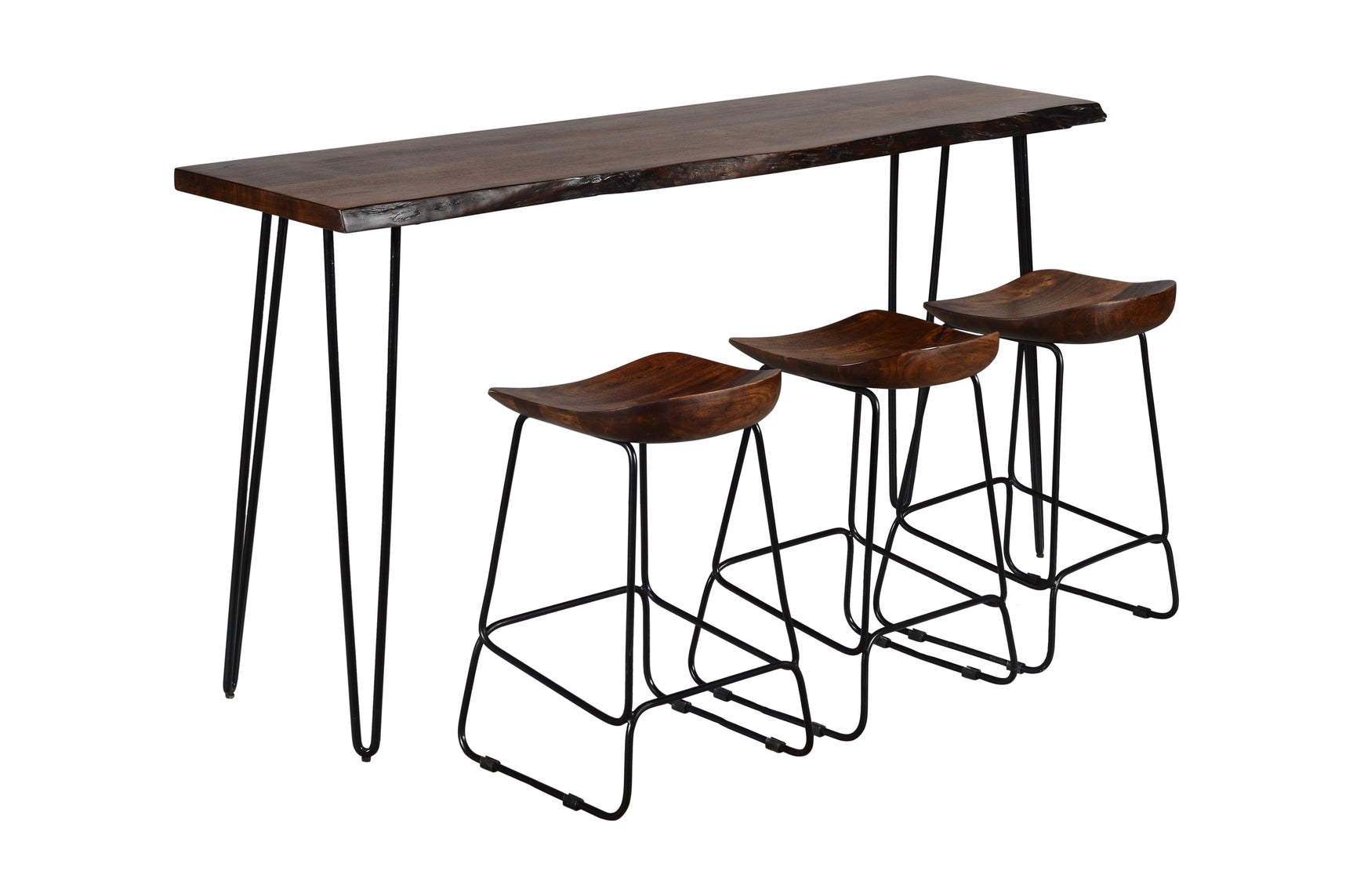 Nature's Edge Light Chestnut Sofa Console w/ 3 Backless Stools