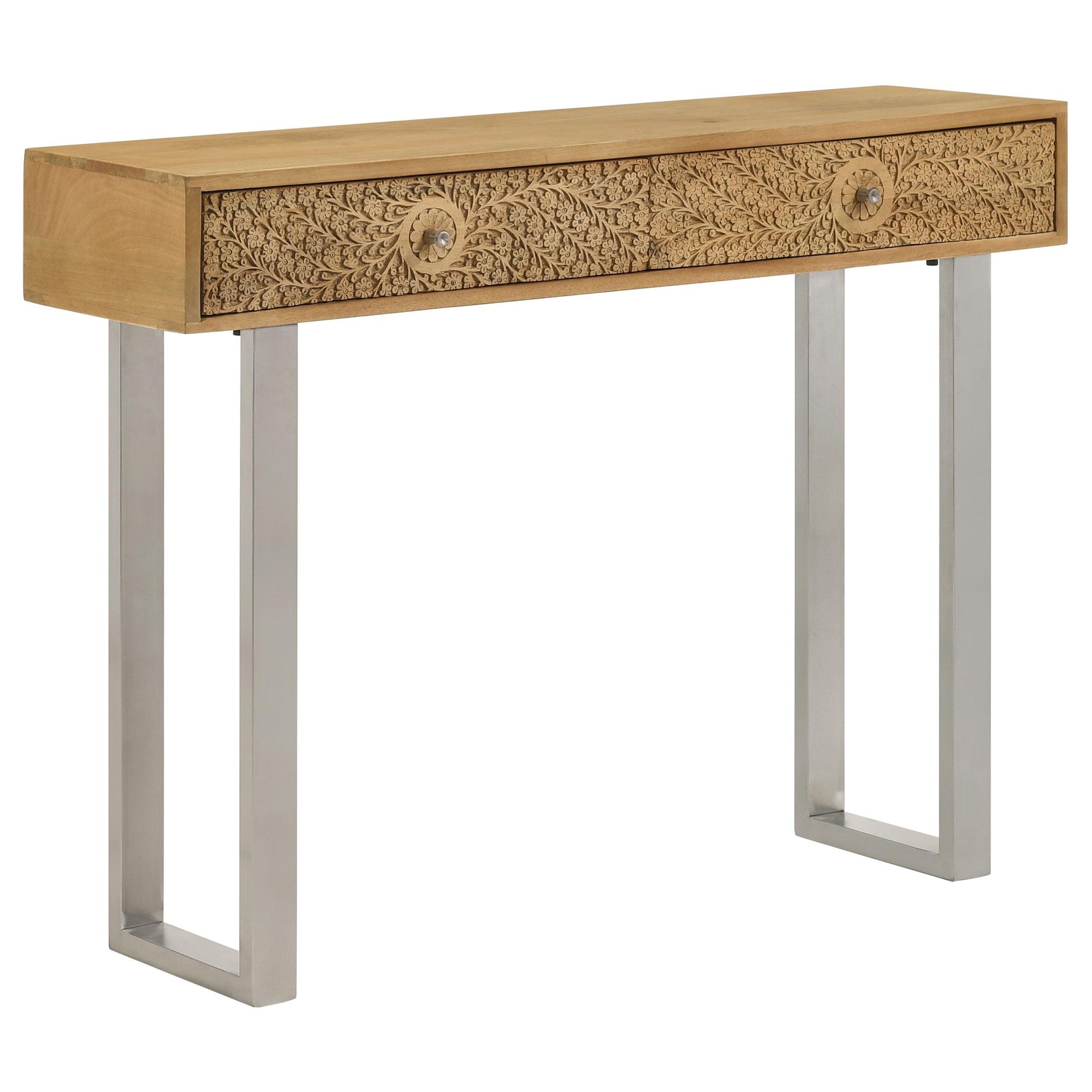 Draco Natural 2-drawer Console Table Hand Carved Details - Ornate Home