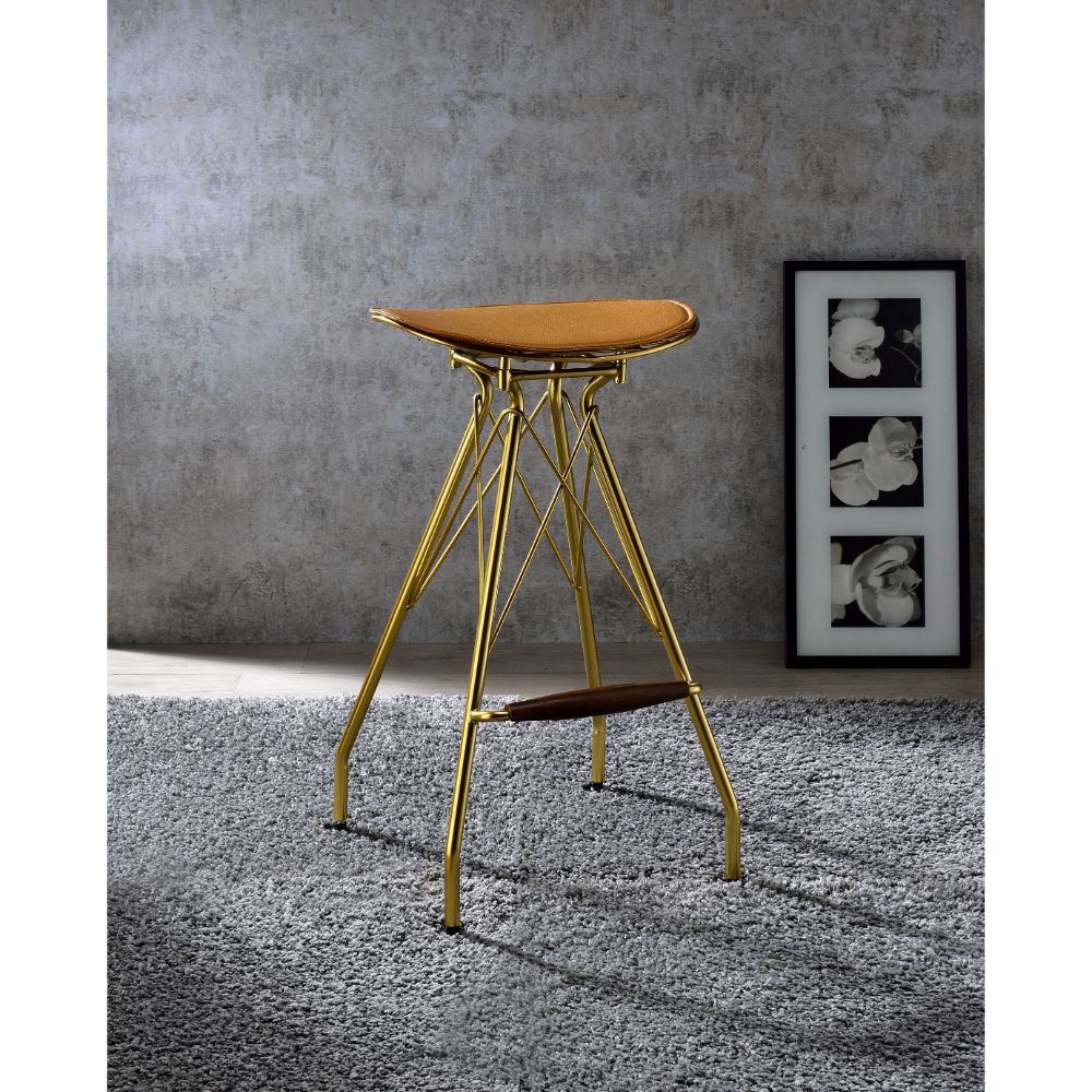 Dragea Whiskey PU & Gold Bar Stool - Ornate Home