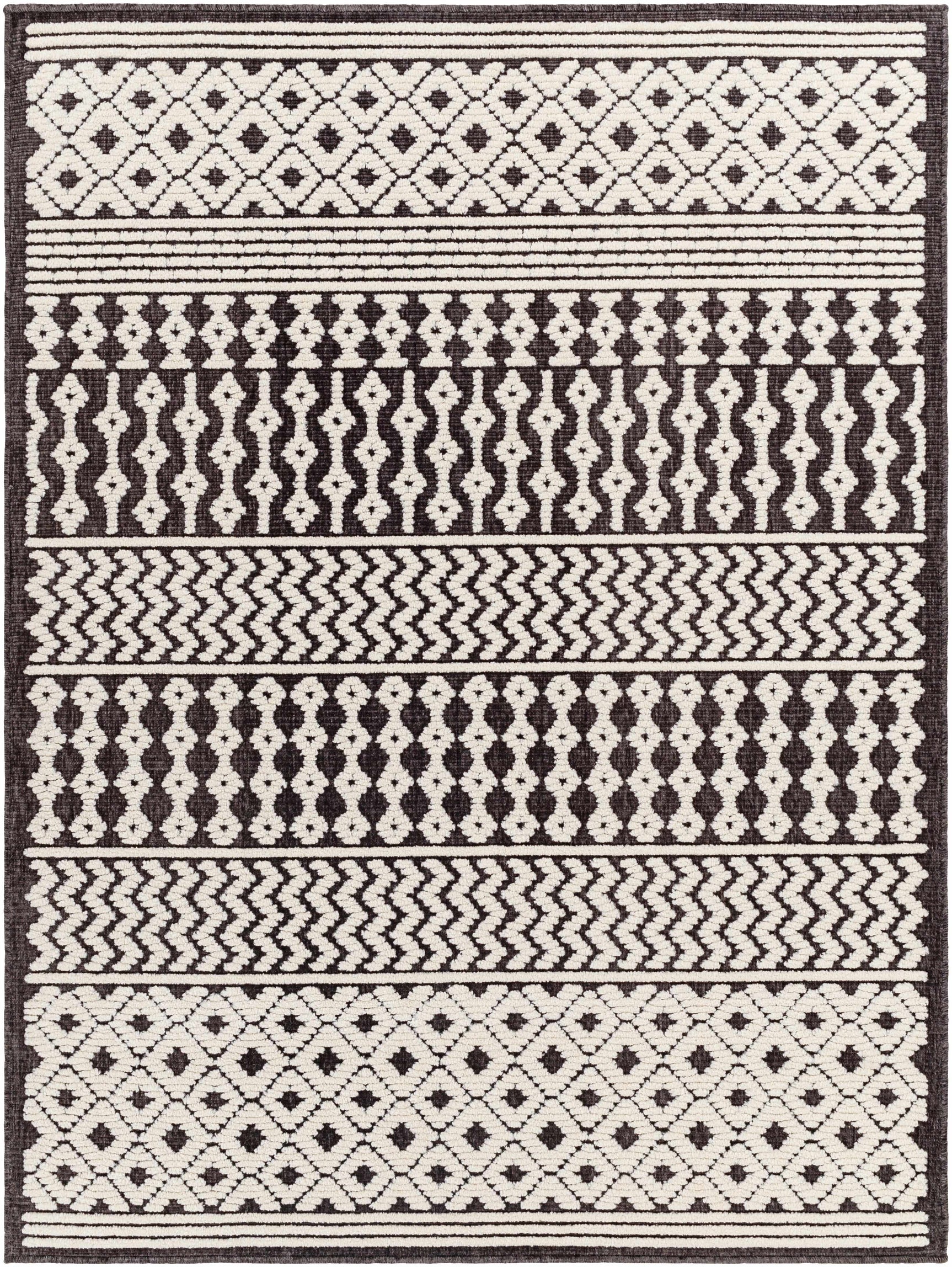 Drago Black Trellis Washable Rug - Clearance - Ornate Home