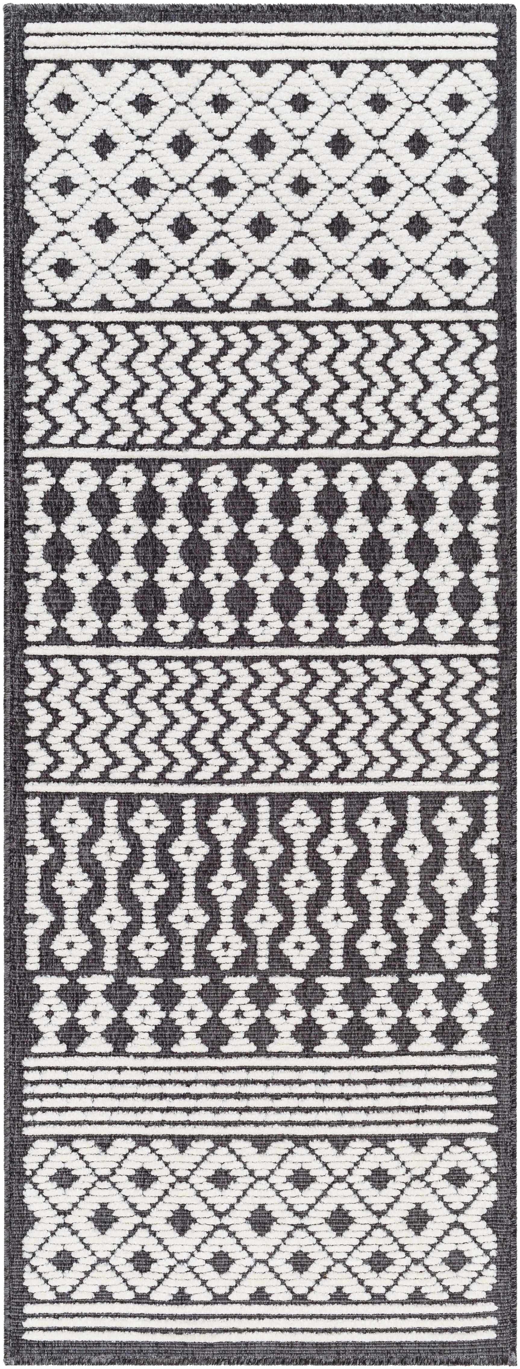 Drago Black Trellis Washable Rug - Clearance - Ornate Home