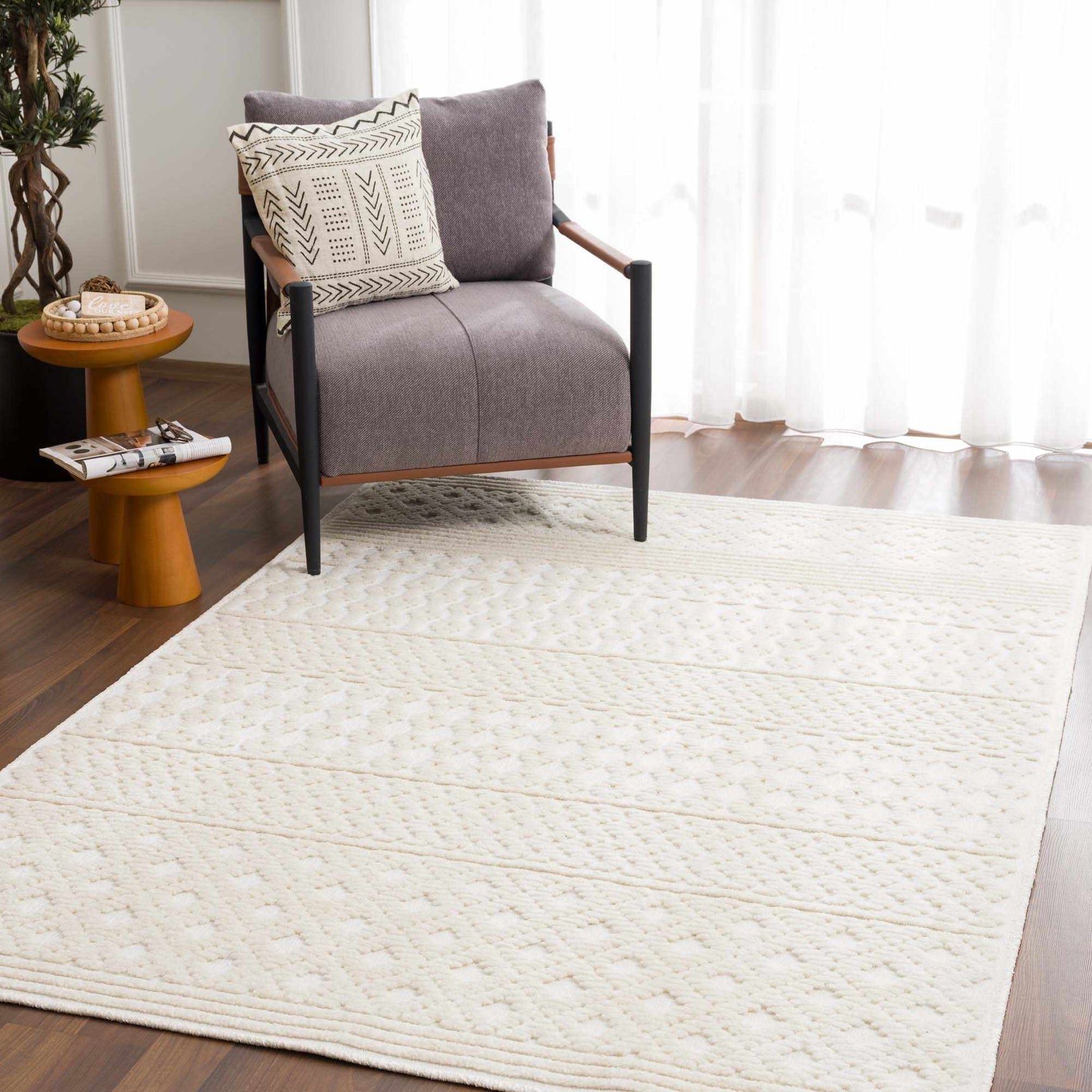 Drago White Washable Area Rug - Ornate Home