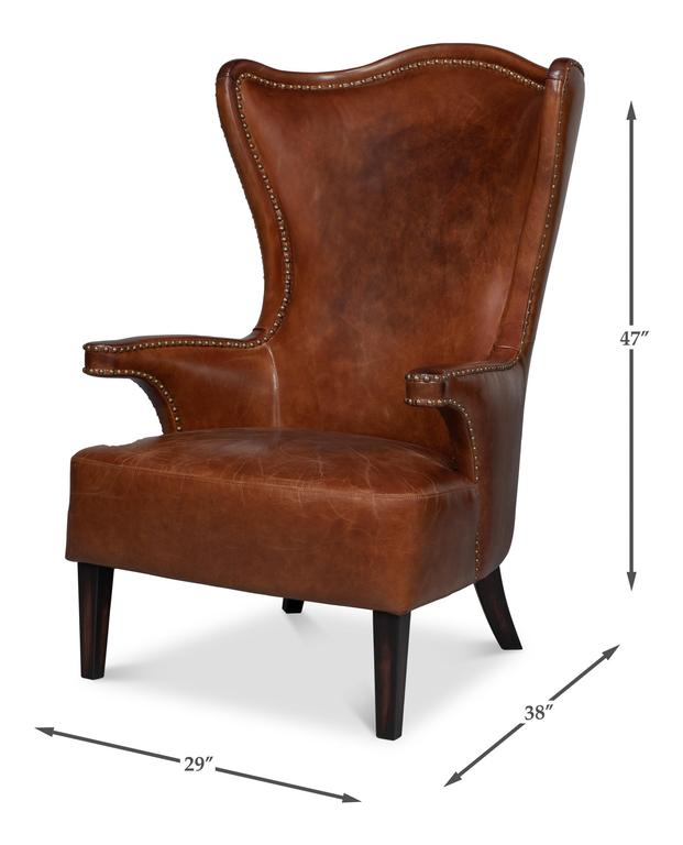 Drake Brown Distilled Leather Chair - Ornate Home