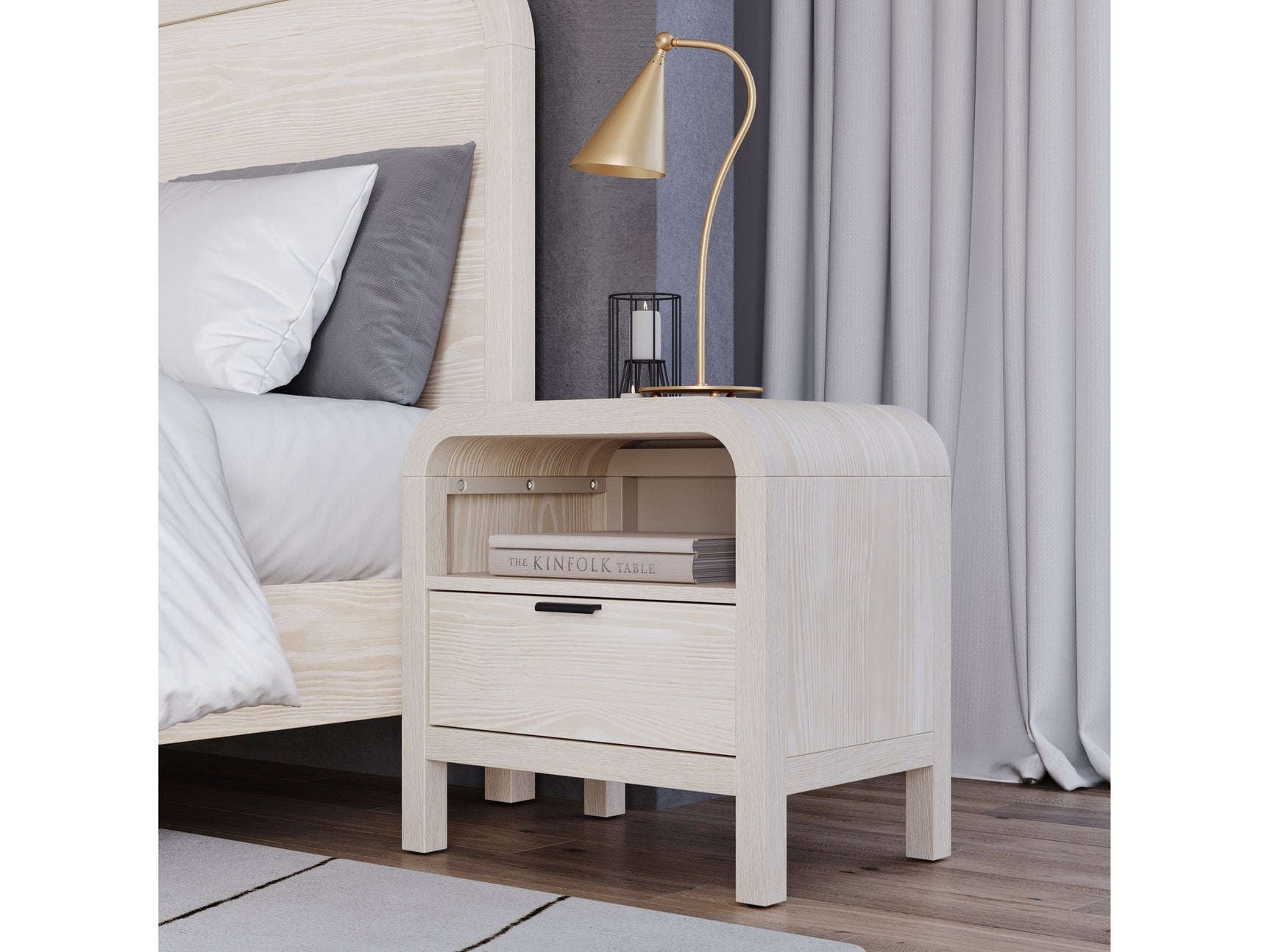 Drake One Drawer One Shelf USB-Charging Nightstand in Sugar - Ornate Home