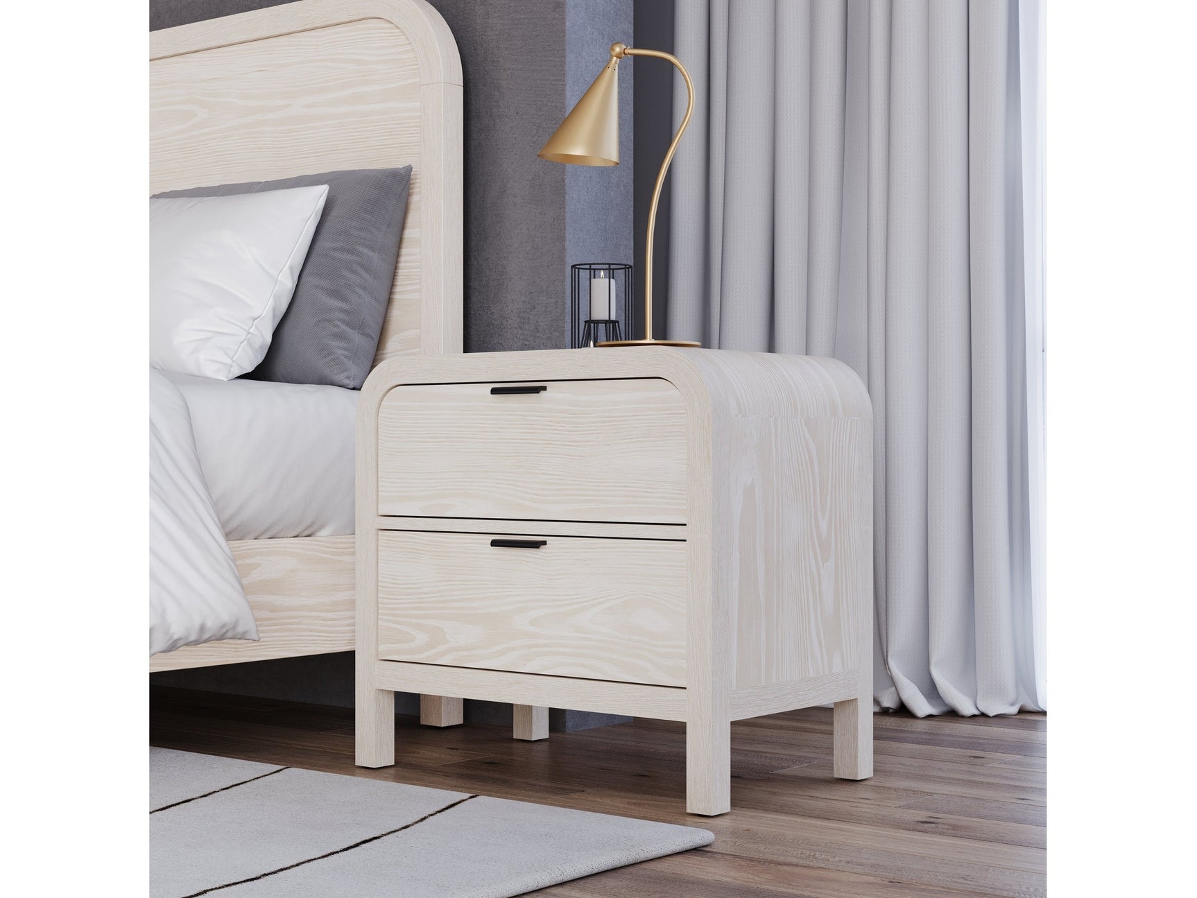 Drake Two Drawer USB-Charging Nightstand in Sugar - Ornate Home