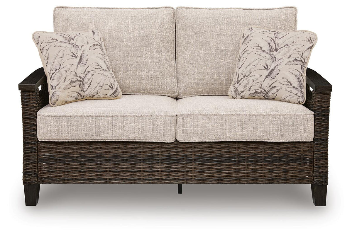 Drakes Beach Dark Brown Outdoor Loveseat with Cushion - Ornate Home