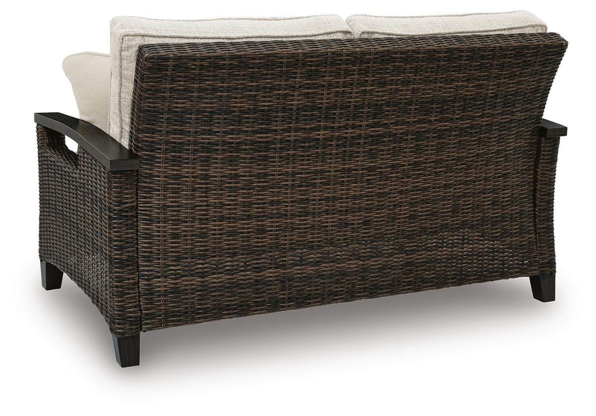 Drakes Beach Dark Brown Outdoor Loveseat with Cushion - Ornate Home