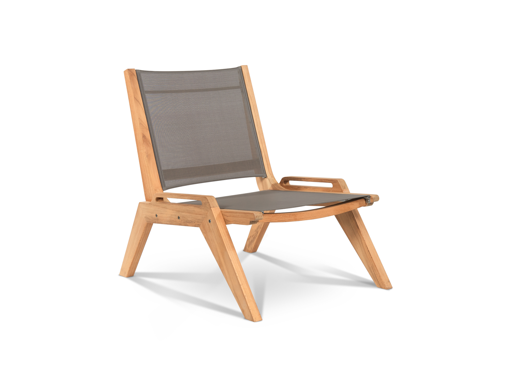 Draper Teak Taupe Outdoor Sling Chat Chair - Ornate Home