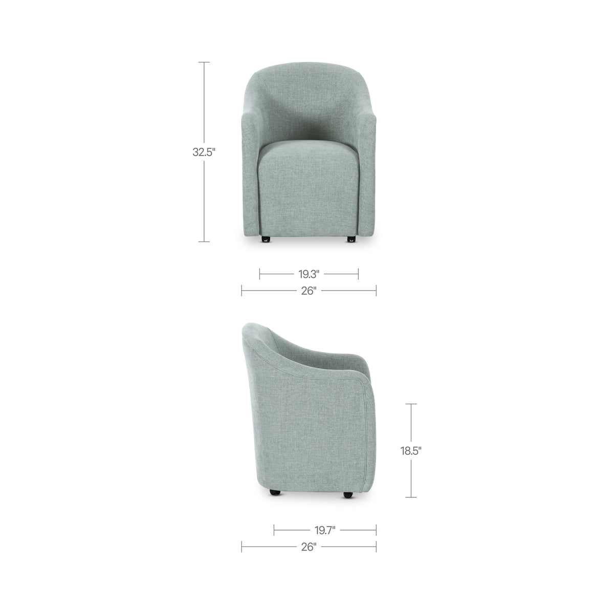 Drava Light Blue Rolling Dining Chair - Ornate Home