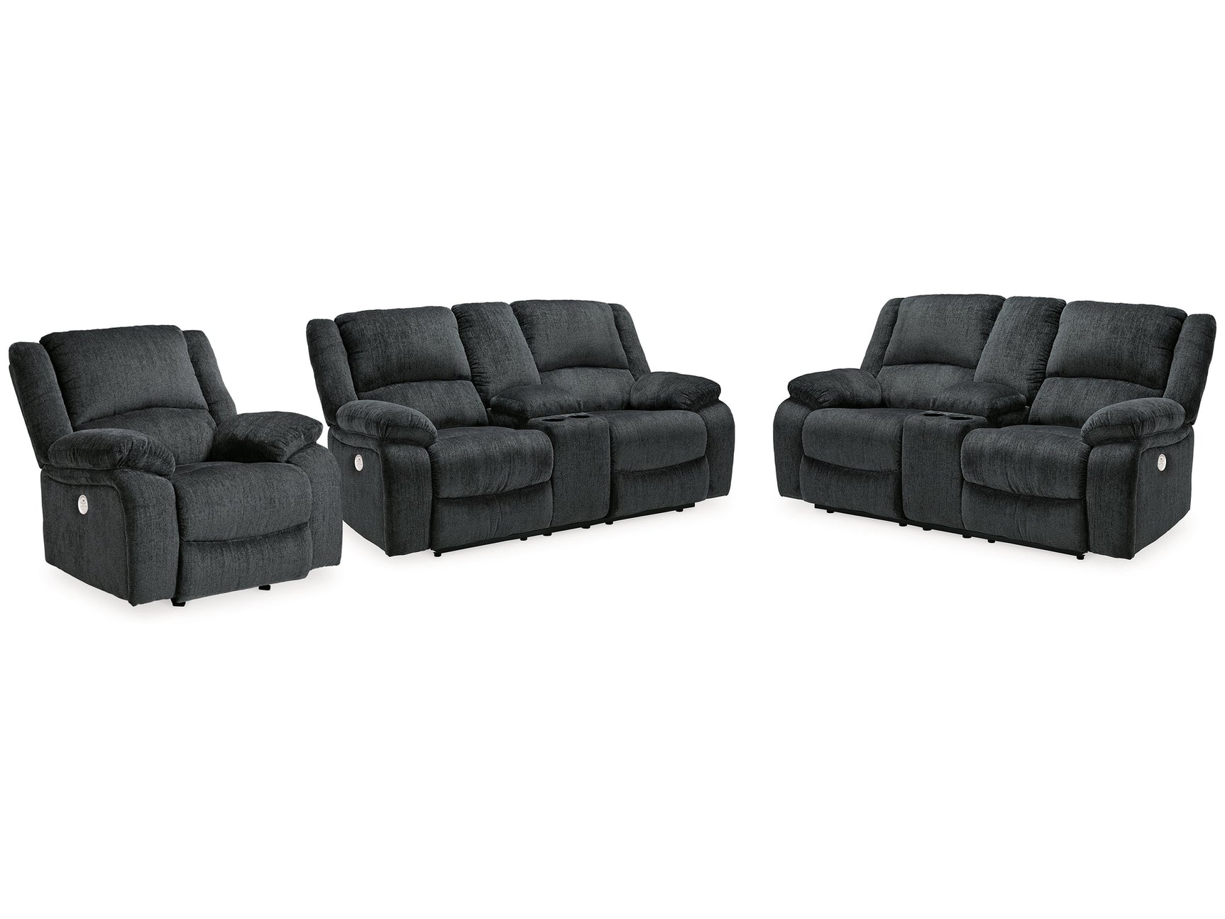 Draycoll 2 Power Reclining Loveseats and Recliner - Ornate Home