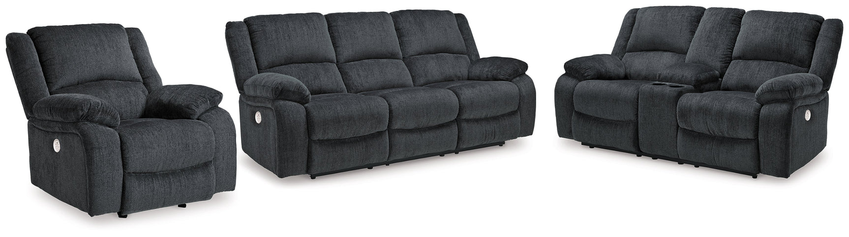 Draycoll Gray Power Reclining Sofa, Loveseat and Recliner - Ornate Home