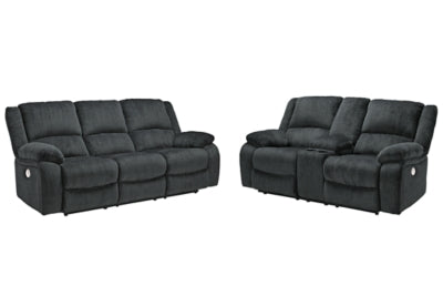 Draycoll Gray Power Reclining Sofa and Loveseat (Online Special Price) - Ornate Home