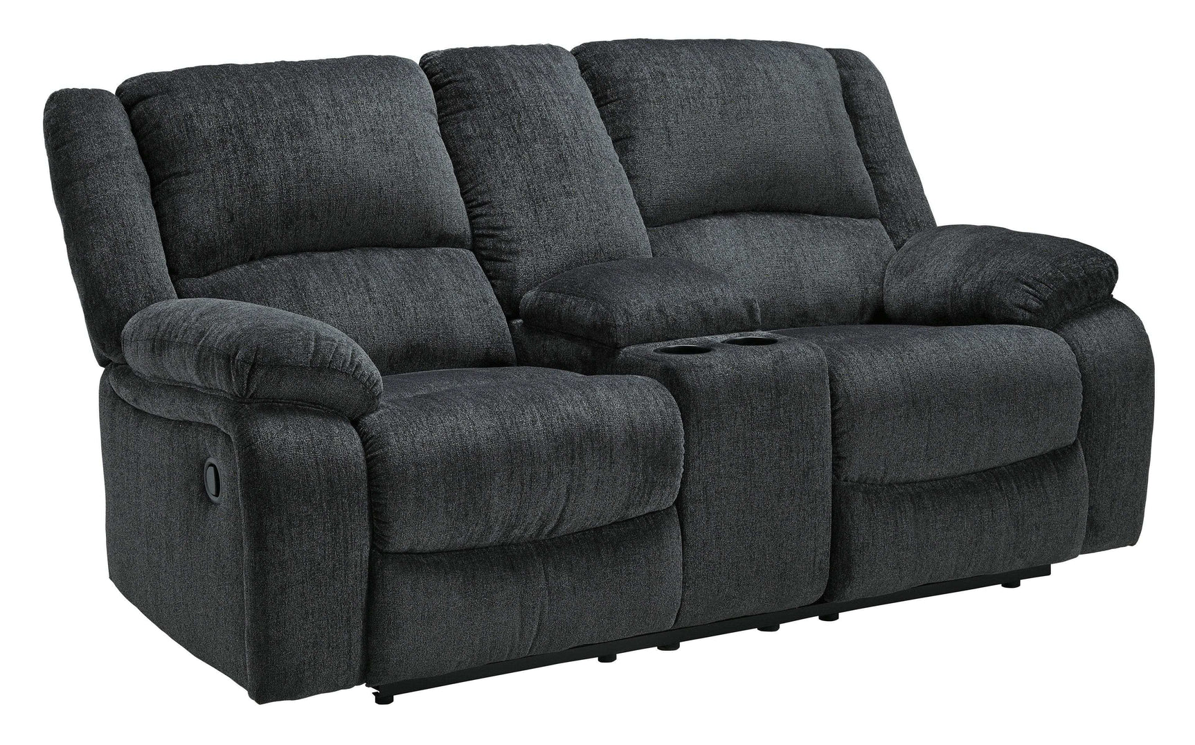 Draycoll Slate Manual Reclining Loveseat w/ Console (Online Special Price) - Ornate Home