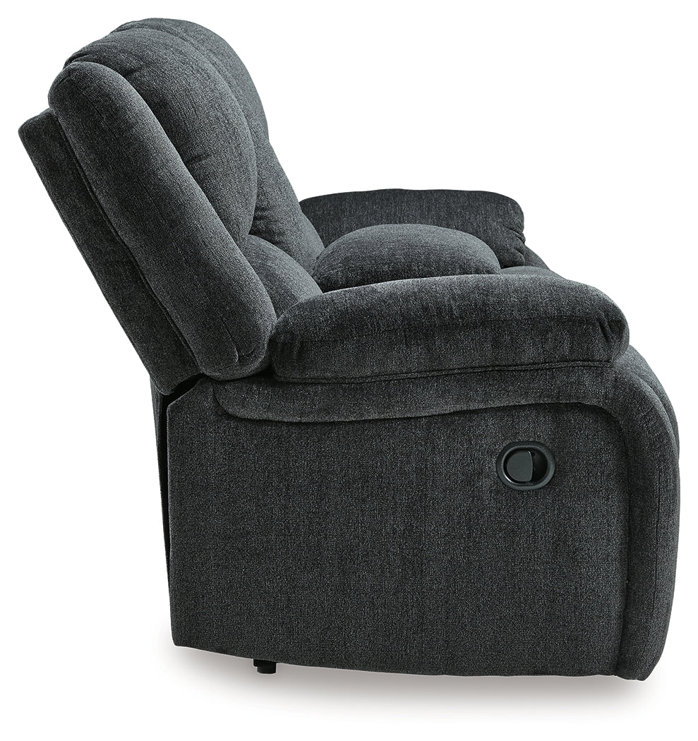 Draycoll Slate Manual Reclining Loveseat w/ Console (Online Special Price) - Ornate Home