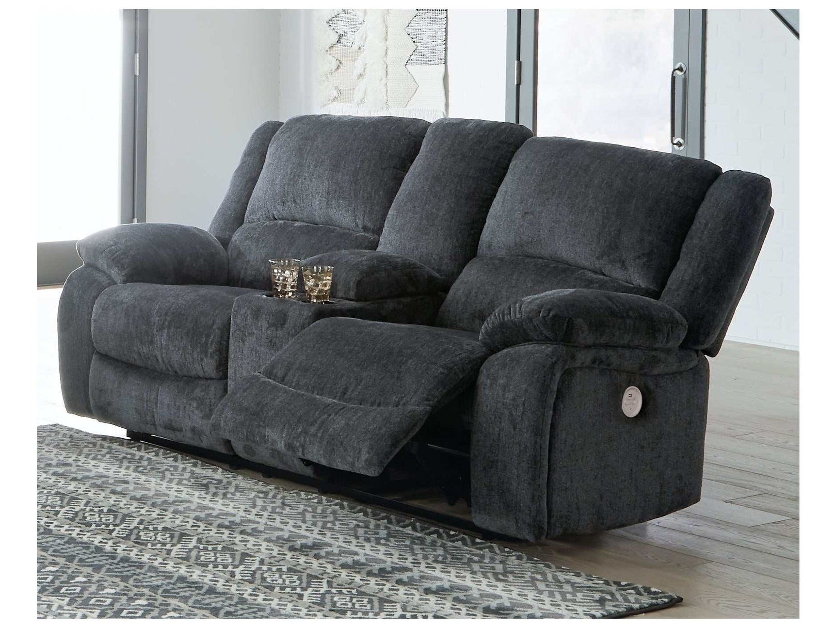 Draycoll Slate Power Reclining Loveseat w/ Console (Online Special Price) - Ornate Home