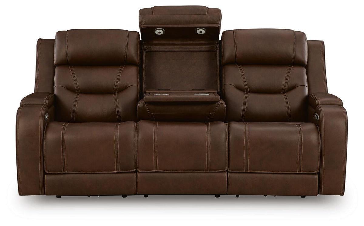 Dreamer Brown Power Reclining Sofa with Audio Seating - Ornate Home