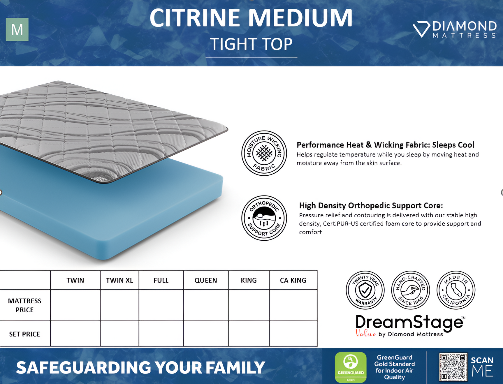 Dreamstage Value Citrine Foam Tight Top 7" Medium Grey Twin XL Mattress - Ornate Home