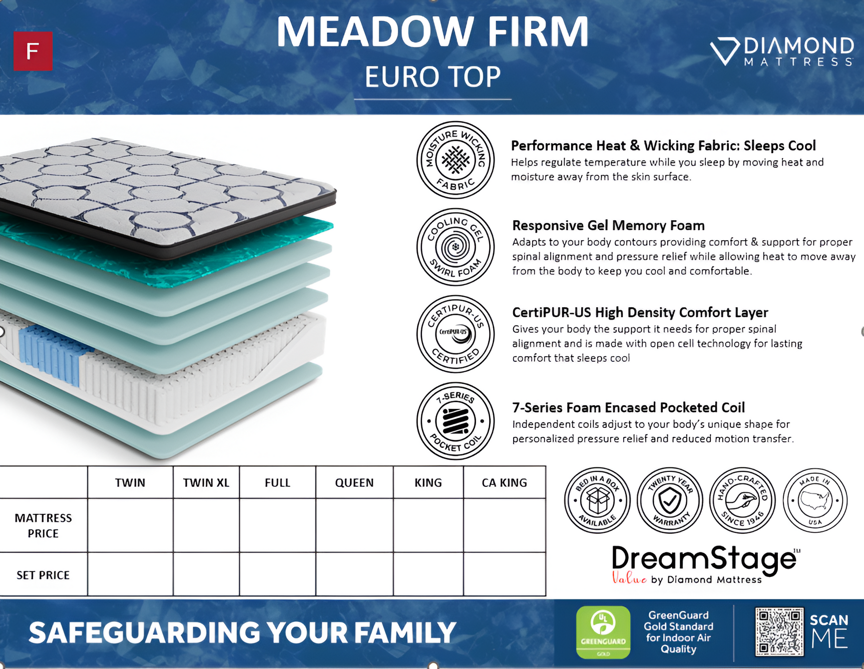 Dreamstage Value Meadow Euro Top 13" Firm Grey Full Mattress - Ornate Home