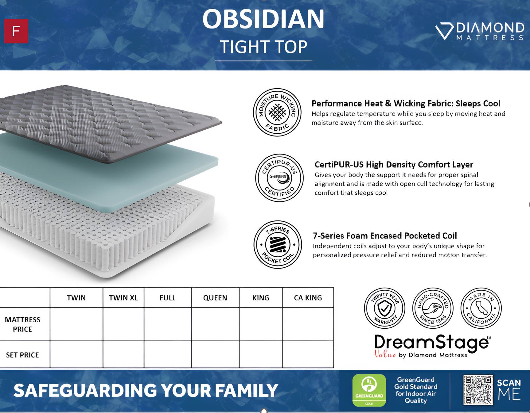 Dreamstage Value Obsidian Tight Top 13" Firm Grey Twin Mattress - Ornate Home