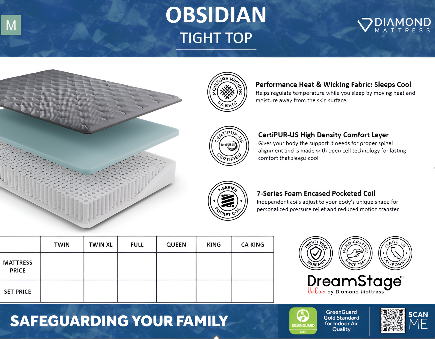 Dreamstage Value Obsidian Tight Top 13" Medium Grey Queen Mattress - Ornate Home