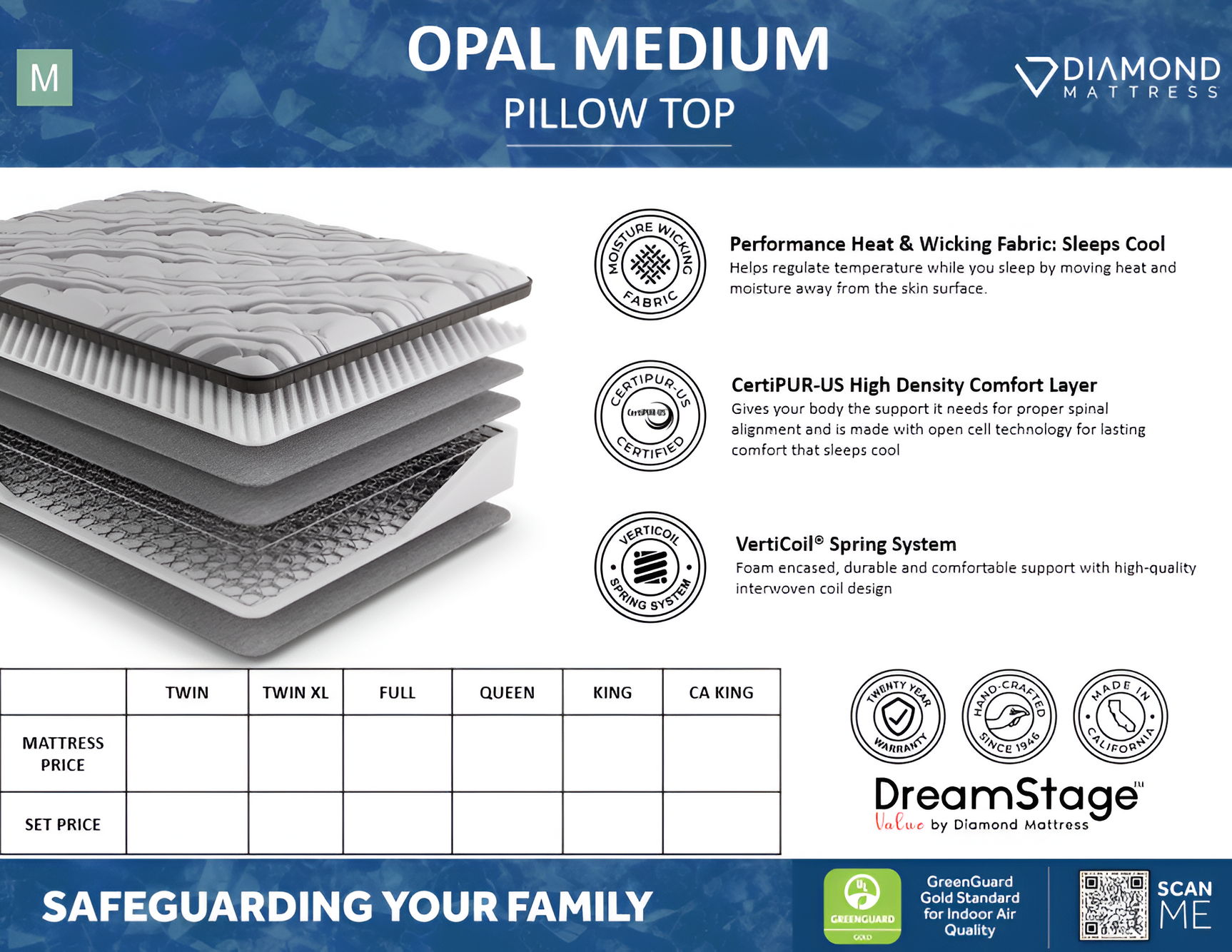 Dreamstage Value Opal Pillow Top 10" Medium Grey Twin XL Mattress - Ornate Home