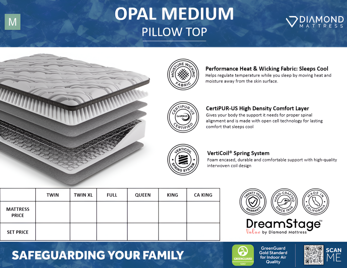 Dreamstage Value Opal Pillow Top 10" Medium Grey Twin Mattress - Ornate Home