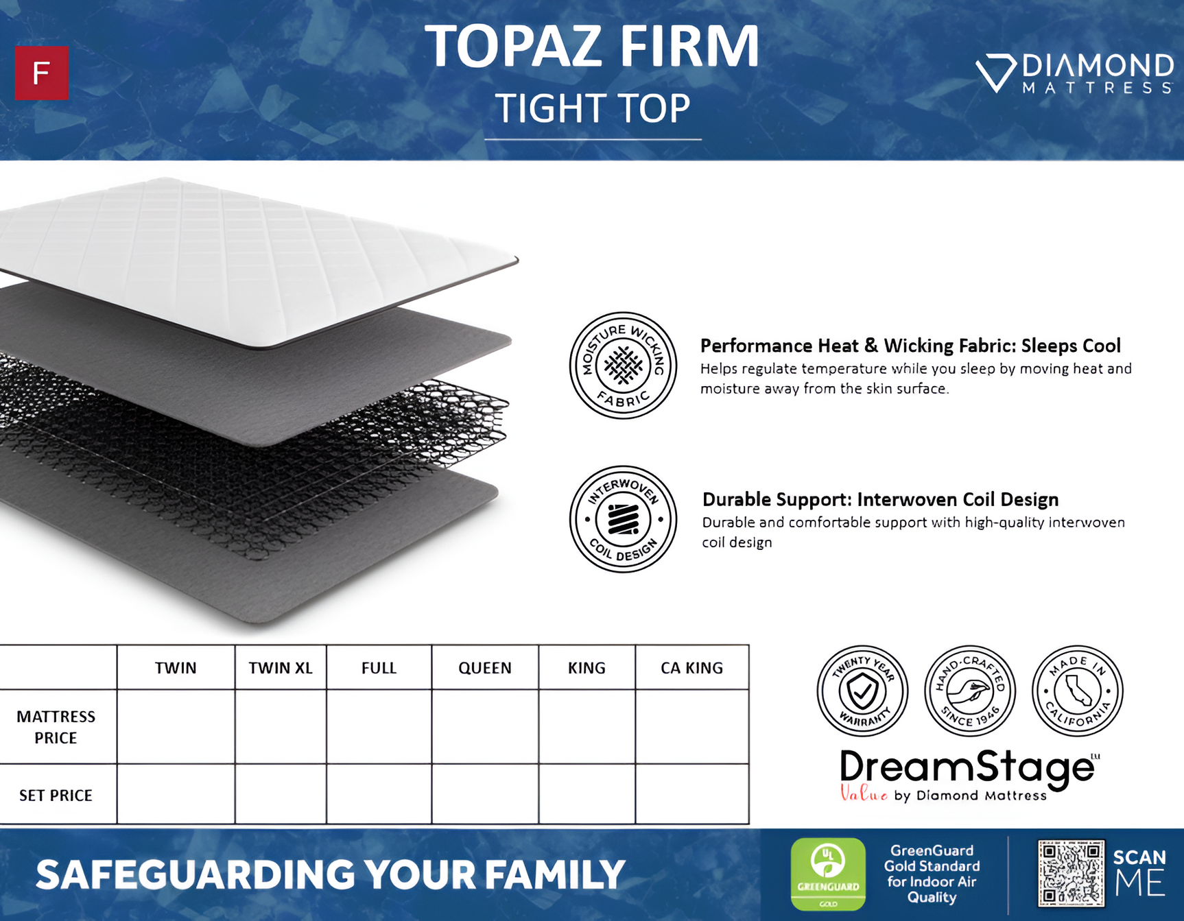 Dreamstage Value Topaz Tight Top 7" Firm Grey Twin XL Mattress - Ornate Home