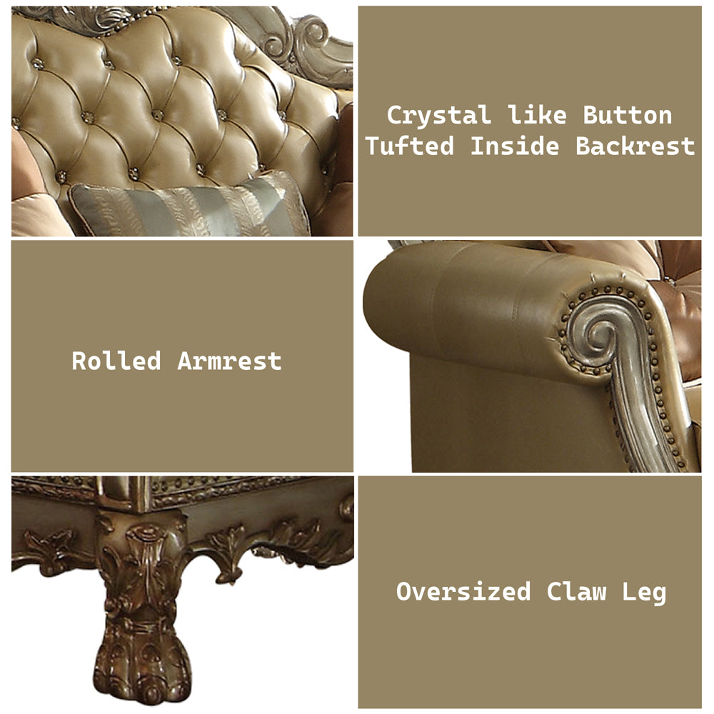 Dresden Bone & Gold Patina Sofa w/3 Pillows - Ornate Home