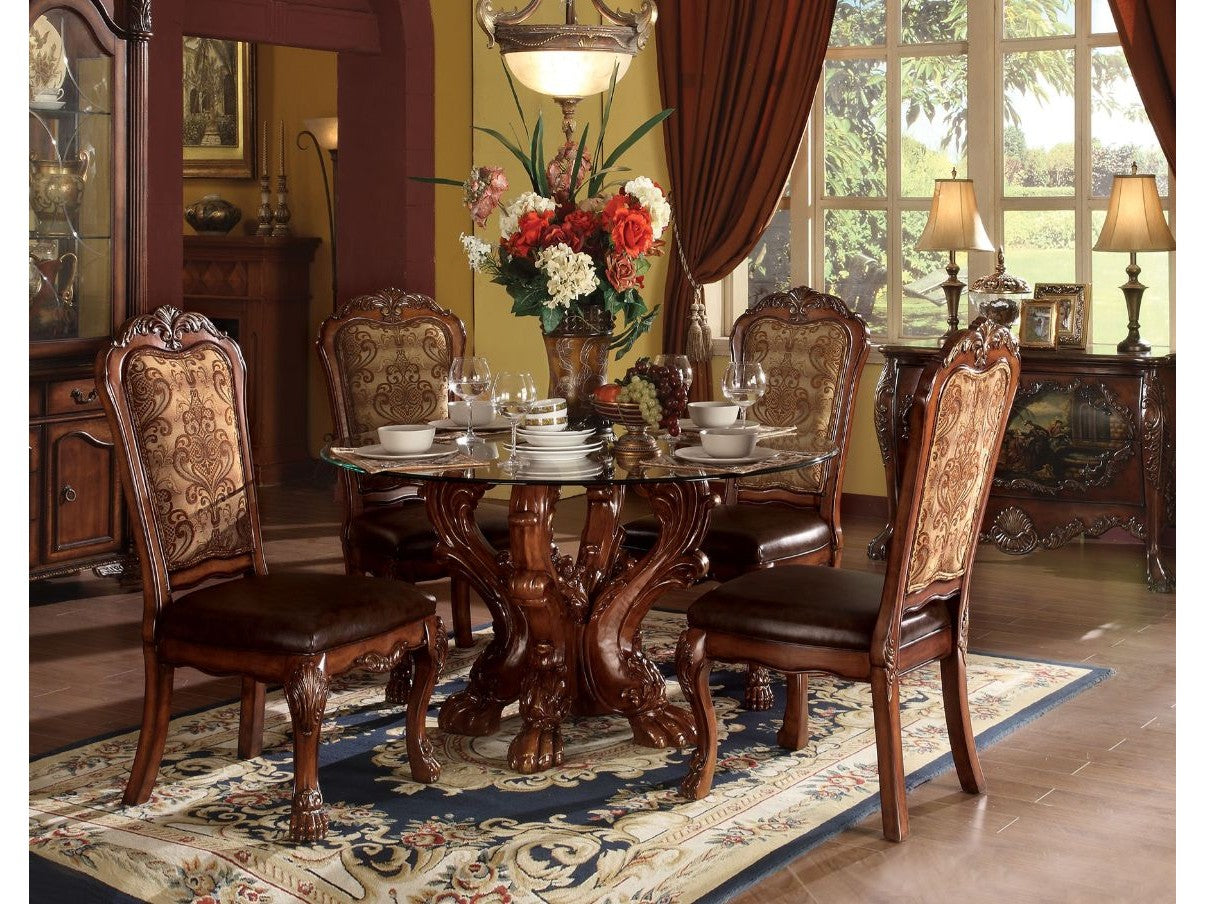 Dresden Cherry Oak & Clear Glass Dining Table - Ornate Home