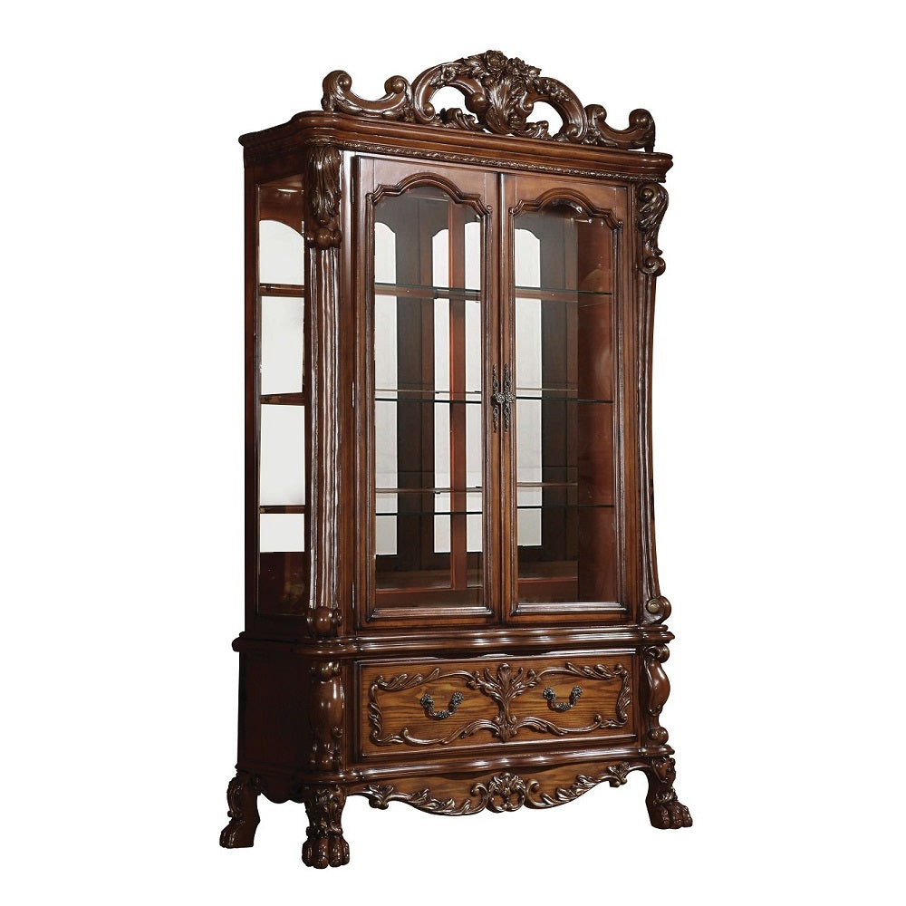 Dresden Cherry Oak Curio Cabinet - Ornate Home