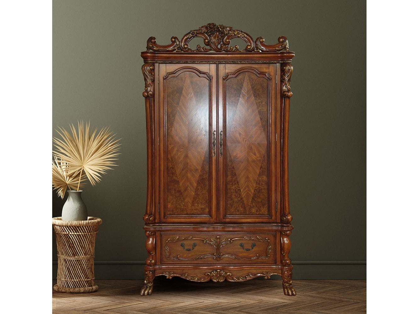 Dresden Cherry Oak TV Armoire - Ornate Home
