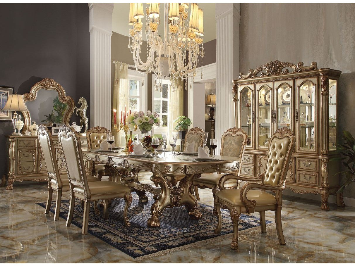 Dresden Gold Patina & Bone Dining Table w/ Extensions - Ornate Home