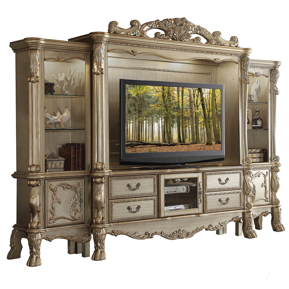 Dresden Gold Patina & Bone Entertainment Center - Ornate Home